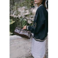 【PRADA】プラダ スーパーコピー ミディアム レザー ハンドバッグ ダークブラウン（1BA426_2CYR_F01D6_V_MOO）