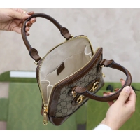 【GUCCI】グッチ スーパーコピー ホースビット 1955 GGスプリームキャンバス ハンドバッグ ダーク ブラウン（640716 92TCG 8563）