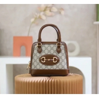 【GUCCI】グッチ スーパーコピー ホースビット 1955 GGスプリームキャンバス ハンドバッグ ダーク ブラウン（640716 92TCG 8563）