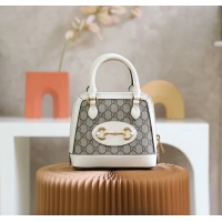 【GUCCI】グッチ スーパーコピー ホースビット 1955 GGスプリームキャンバス ハンドバッグ ホワイト（621220 92TCG 9761）