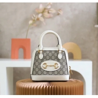 【GUCCI】グッチ スーパーコピー ホースビット 1955 GGスプリームキャンバス ハンドバッグ ホワイト（621220 92TCG 9761）