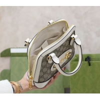 【GUCCI】グッチ スーパーコピー ホースビット 1955 GGスプリームキャンバス ハンドバッグ ホワイト（621220 92TCG 9761）