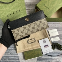 【GUCCI】グッチ〔GGマーモント〕ジップ アラウンド ウォレット ブラック ×ベージュ（456117 17WAG 1283）