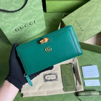 【GUCCI】グッチ〔ダイアナ〕ブルー グリーン ジップアラウンド ウォレット（658634 17Q0T 3120）