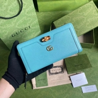 【GUCCI】グッチ〔ダイアナ〕ブルー ジップアラウンド ウォレット（658634）