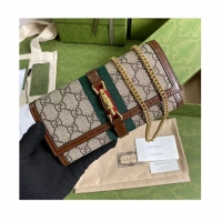 【GUCCI】グッチ 〔ジャッキー 1961〕チェーンウォレット ベージュ×ブラウン（652681 HUHHG 8565）