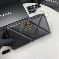 【CHANEL】シャネル 19 ロング ジップ ウォレット ブラック（AP0948）