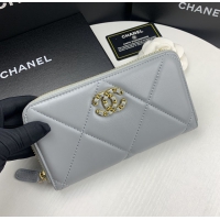 【CHANEL】シャネル 19 ロング ジップ ウォレット グレー（AP0948）