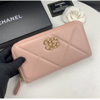 【CHANEL】シャネル 19 ロング ジップ ウォレット ピンク（AP0948）