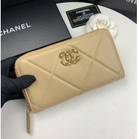 【CHANEL】シャネル 19 ロング ジップ ウォレット アプリコット（AP0948）