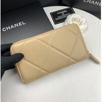【CHANEL】シャネル 19 ロング ジップ ウォレット アプリコット（AP0948）