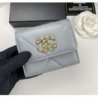 【CHANEL】シャネル CCロゴ 三つ折り財布 グレー（AP0956）