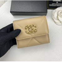 【CHANEL】シャネル CCロゴ 三つ折り財布 アプリコット（AP0956）