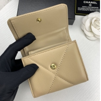 【CHANEL】シャネル CCロゴ 三つ折り財布 アプリコット（AP0956）