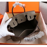 【HERMES】エルメス バッグコレクション《バーキン》35 ハンドバッグ ダークグレー/シルバー金具（HERMES 007）