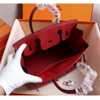 【HERMES】エルメス バッグコレクション《バーキン》35 ハンドバッグ レッド/シルバー金具（HERMES 005）