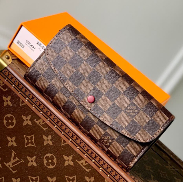 【Louis Vuitton】ルイヴィトン スーパーコピー ポルトフォイユ・エミリー Emile ダミエ・エベヌ レッド（N63544）