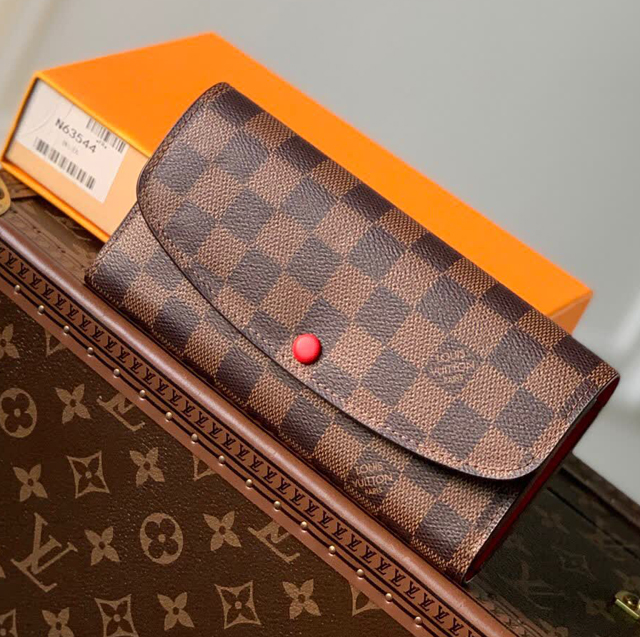 【Louis Vuitton】ルイヴィトン スーパーコピー ポルトフォイユ・エミリー Emile ダミエ・エベヌ ルージュ（N63544）