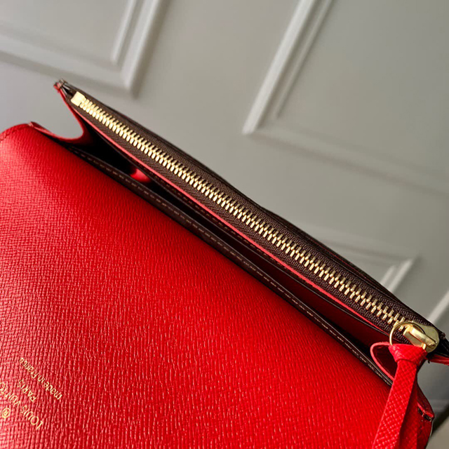 【Louis Vuitton】ルイヴィトン スーパーコピー ポルトフォイユ・エミリー Emile ダミエ・エベヌ ルージュ（N63544）