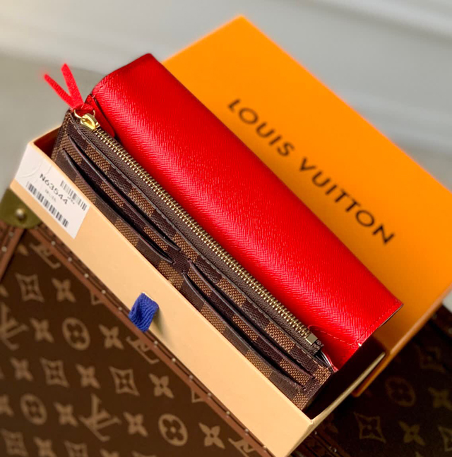 【Louis Vuitton】ルイヴィトン スーパーコピー ポルトフォイユ・エミリー Emile ダミエ・エベヌ ルージュ（N63544）