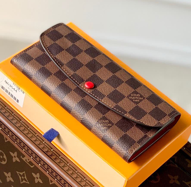 【Louis Vuitton】ルイヴィトン スーパーコピー ポルトフォイユ・エミリー Emile ダミエ・エベヌ ルージュ（N63544）