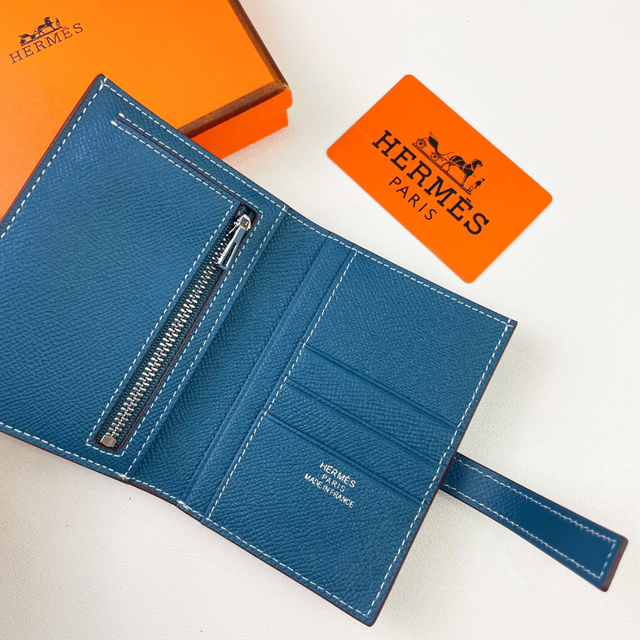 【HERMES】エルメス スーパーコピー ニュー・Hパッサン ショートウォレット ブルーザンジバル（H085779CKB3）