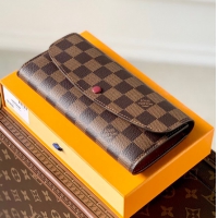 【Louis Vuitton】ルイヴィトン スーパーコピー ポルトフォイユ・エミリー Emile ダミエ・エベヌ レッド（N63544）