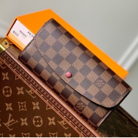 【Louis Vuitton】ルイヴィトン スーパーコピー ポルトフォイユ・エミリー Emile ダミエ・エベヌ レッド（N63544）