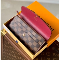 【Louis Vuitton】ルイヴィトン スーパーコピー ポルトフォイユ・エミリー Emile ダミエ・エベヌ レッド（N63544）