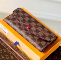 【Louis Vuitton】ルイヴィトン スーパーコピー ポルトフォイユ・エミリー Emile ダミエ・エベヌ ルージュ（N63544）
