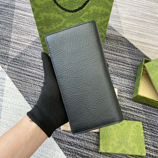 【GUCCI】グッチ 795331 ダブルG ロングウォレット ブラック