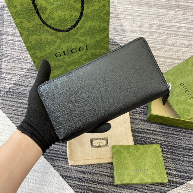【GUCCI】グッチ 800180 ダブルG ジップアラウンドウォレット ブラック