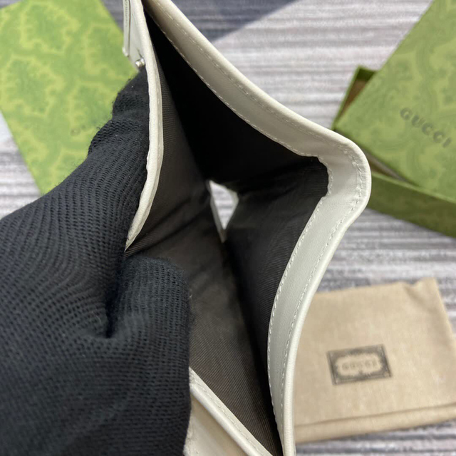 【GUCCI】グッチ 790055 GG マーモント カードケース ウォレット ホワイト