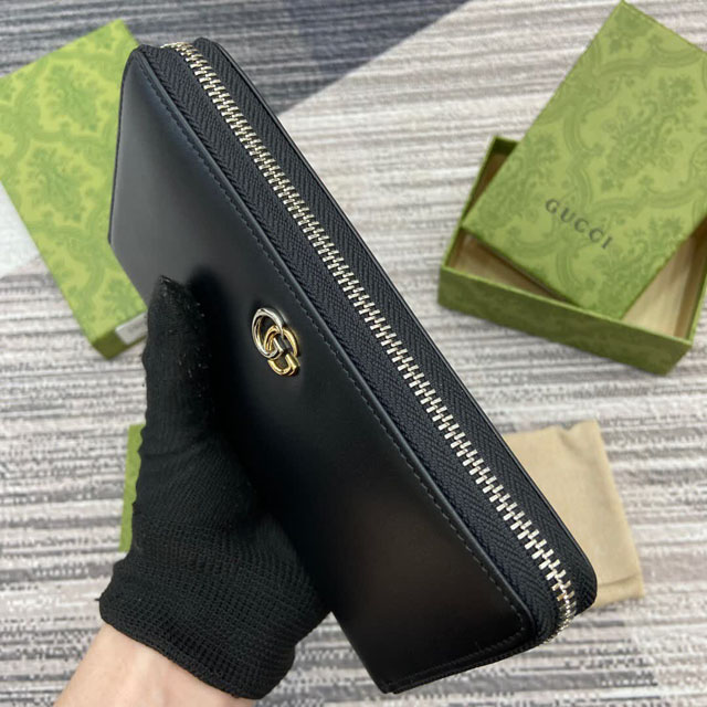 【GUCCI】グッチ 790057 ダブルG ジップアラウンドウォレット ブラック