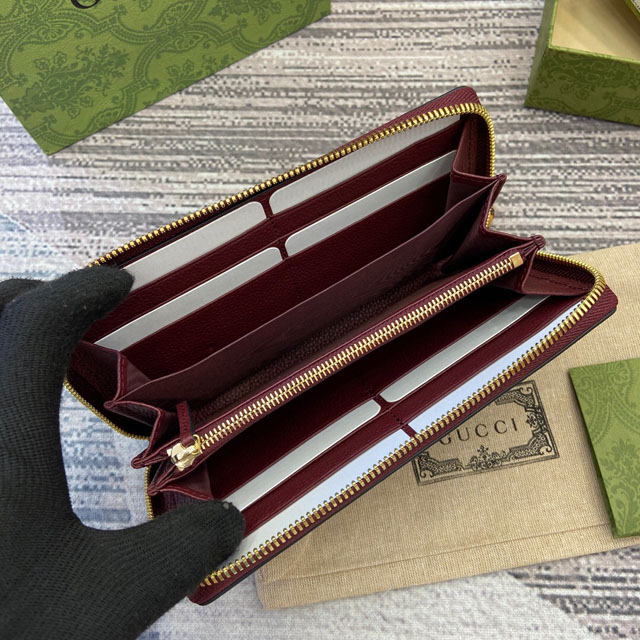 【GUCCI】グッチ 739499 バンブー付き ジップアラウンドウォレット ロッソ アンコーラ 