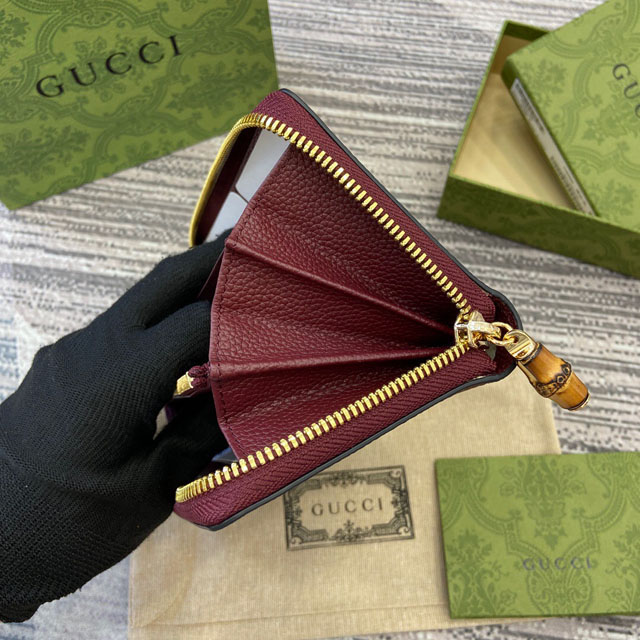 【GUCCI】グッチ 739499 バンブー付き ジップアラウンドウォレット ロッソ アンコーラ 