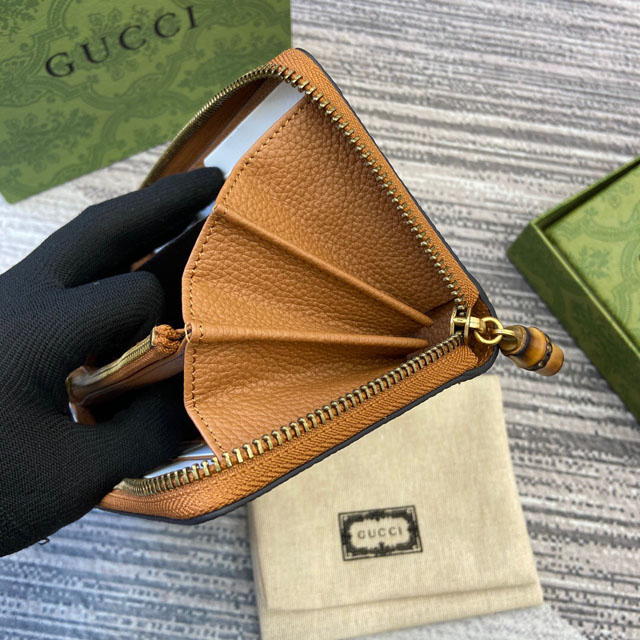 【GUCCI】グッチ 739499 バンブー付き ジップアラウンドウォレット ブラウン 