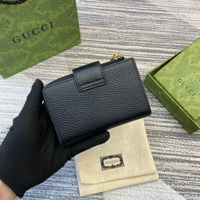 【GUCCI】グッチ 739498 ダブルG ミディアム ウォレット ブラック 