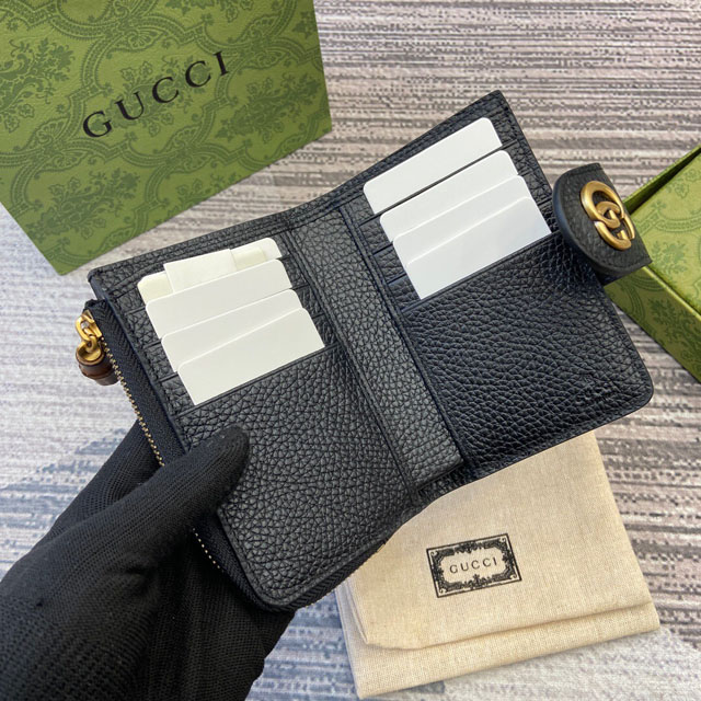 【GUCCI】グッチ 739498 ダブルG ミディアム ウォレット ブラック 