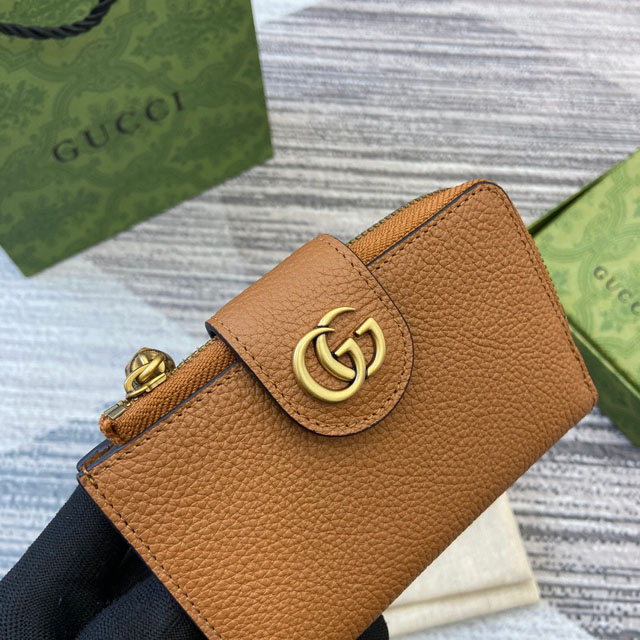 【GUCCI】グッチ 739498 ダブルG ミディアム ウォレット ブラウン