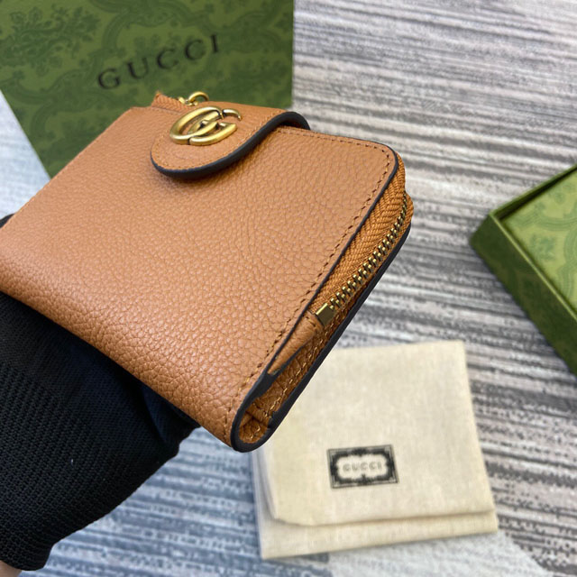 【GUCCI】グッチ 739498 ダブルG ミディアム ウォレット ブラウン