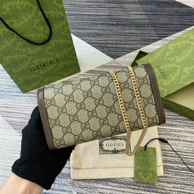 【GUCCI】グッチ 772309 オフィディア GG チェーンウォレット ベージュ＆エボニー