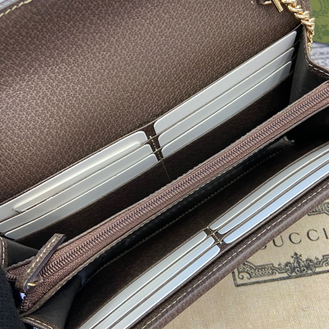 【GUCCI】グッチ 546592 オフィディア GG チェーンウォレット ベージュ＆エボニー 