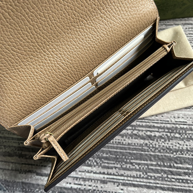 【GUCCI】グッチ 456116 ダブルG バイカラー コンチネンタルウォレット ベージュ＆ホワイト