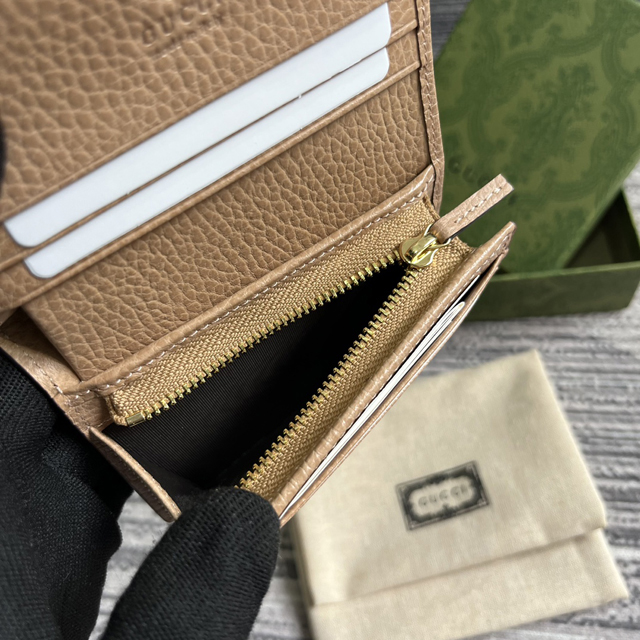 【GUCCI】グッチ 658610 ダブルG ミニウォレット ベージュ＆ホワイト