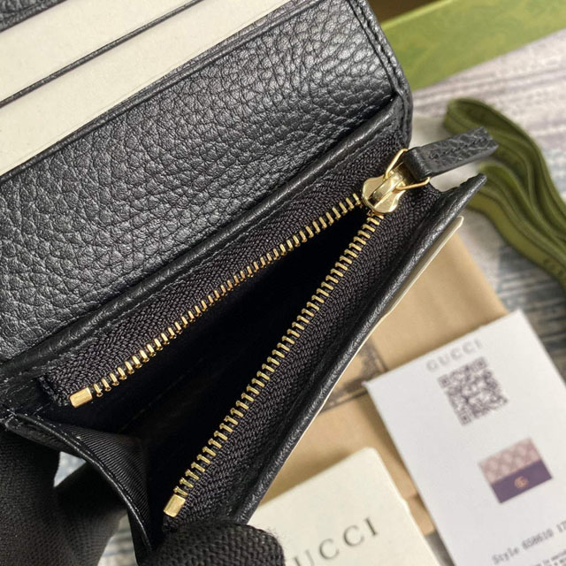 【GUCCI】グッチ ‎658610 ダブルG ミニウォレット ブラック＆エボニー