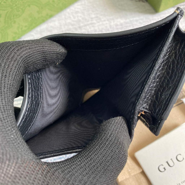 【GUCCI】グッチ ‎658610 ダブルG ミニウォレット ブラック＆エボニー