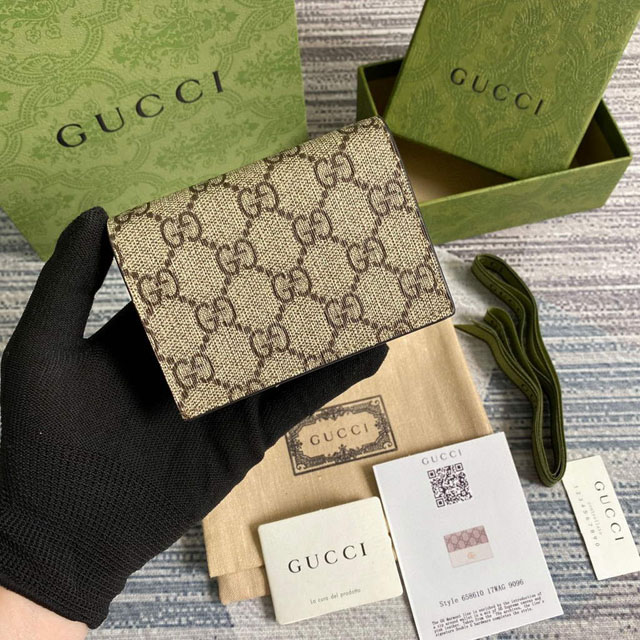 【GUCCI】グッチ 658610 ダブルG ミニウォレット ホワイト＆エボニー