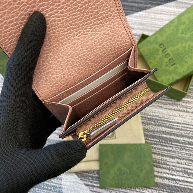 【GUCCI】グッチ 598587 ダブルG バイカラー ミディアム ウォレット ピンク＆エボニー