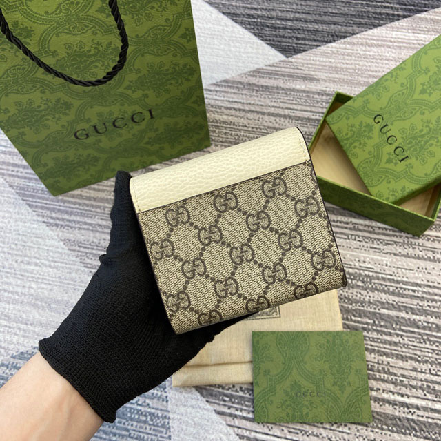 【GUCCI】グッチ 598587 ダブルG バイカラー ミディアム ウォレット ホワイト＆エボニー